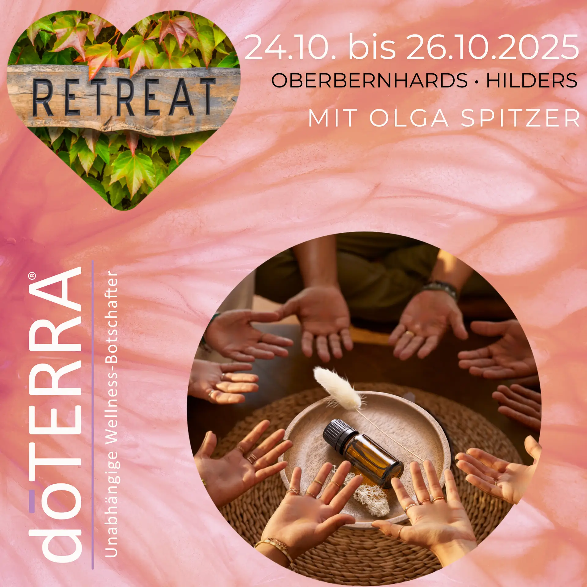 Teamretreat mit Olga Spitzer vom 24.10. bis 26.10.2025 in Hilders-Oberbernhards (Rhön) – Teilnehmergebühr pauschal incl. Verpflegung